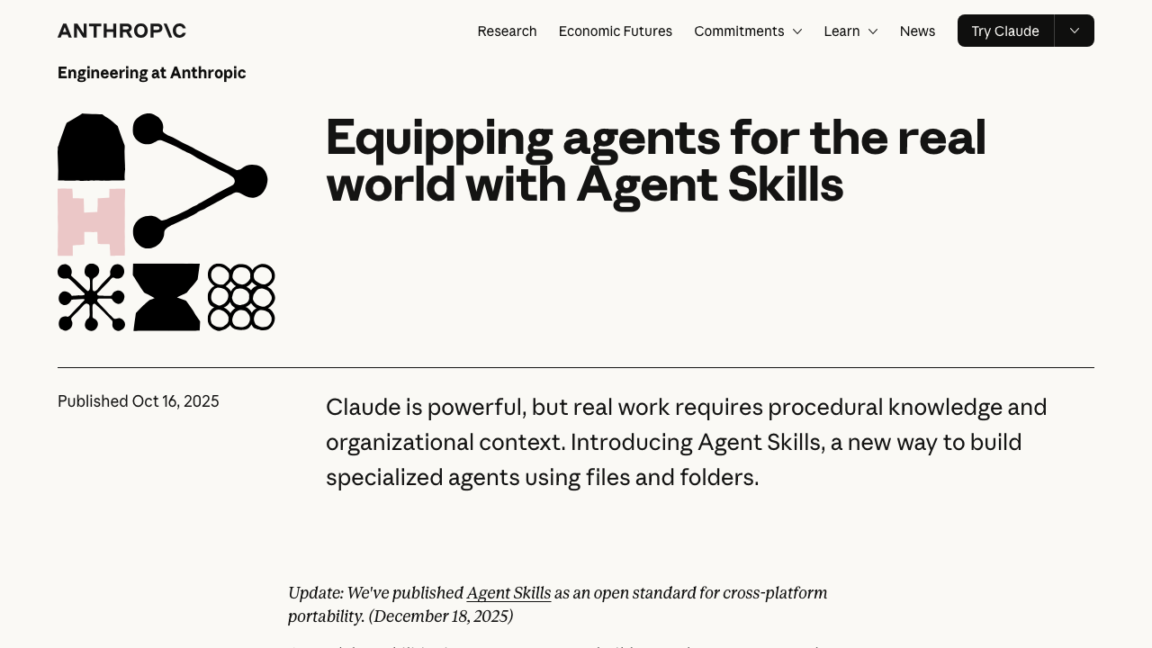 Equipping agents for the real world with Agent Skills